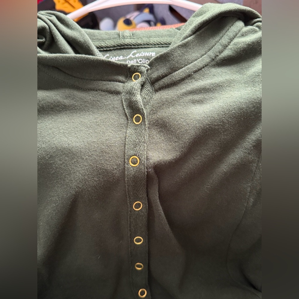 Linea Leisure Louis Dell'Olio Long Dk Green Cotton Hoodie Jacket SMALL PTP 21” - Picture 6 of 10